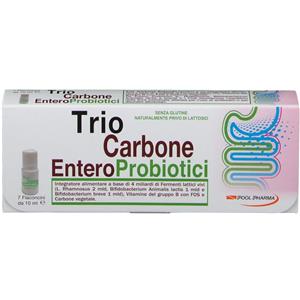POOL PHARMA Trio Carbone EnteroProbiotici - Integratore per l'equilibrio della flora intestinale - 7 flaconcini da 10 ml