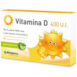 Metagenics Vitamina D 400 UI - Integratore per Ossa e Immunità, 84 Compresse Masticabili Gusto Lime