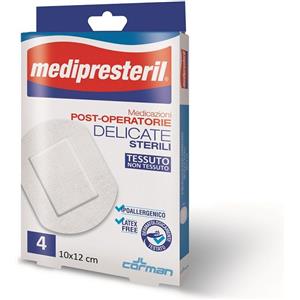 CORMAN SpA Medipresteril Medicazione Post Operatoria Delicata TNT 10x12cm - Sterile, 4 o 5 Pezzi