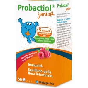 Metagenics Probactiol Junior - Integratore Probiotico per Bambini con Vitamina D - 60 Compresse Masticabili al Gusto di Lampone
