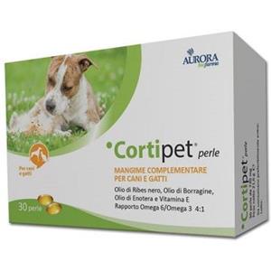 Aurora Biofarma Cortipet Perle - Alimento Complementare per Cani e Gatti con Oli di Borragine, Enotera, Ribes Nero e Vitamina E per la Bellezza del Pelo - 30 Perle