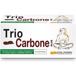 Pool Pharma Triocarbone Plus - Integratore Alimentare 40 Compresse con Carbone Vegetale e Vitamine B