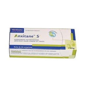Virbac Anxitane S - Integratore Calmante per Cani e Gatti sotto i 10kg, 30 Compresse con L-Teanina