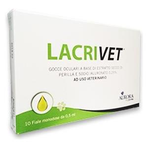Aurora Biofarma Lacrivet Gocce Oculari per Cani e Gatti - 10 Flaconcini da 0,5 ml, Lacrima Artificiale a Lunga Durata, Senza Conservanti