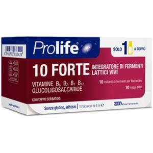 ZETA FARMACEUTICI Prolife 10 Forte - Integratore di Fermenti Lattici Vivi con 10 Miliardi di Probiotici - 10 Flaconcini da 8 ml