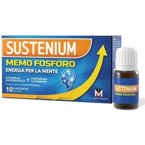Menarini Sustenium Memo Fosforo - Integratore per Memoria e Concentrazione con Vitamina B6, Glutammina, Fosfoserina ed Eleuterococco - 10 Flaconcini