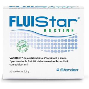 STARDEA FLUIStar - Integratore Alimentare per la Fluidità delle Secrezioni Bronchiali con N-acetilcisteina, Vitamina C e Zinco - 20 Bustine da 3,5 g