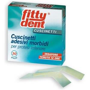 Fittydent Cuscinetti Adesivi Morbidi per Protesi Inferiore - 30 Pezzi, Tenuta Fino a 12 Ore