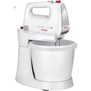 MPM MMR-20Z Impastatrice per Pasticceria con Ciotola Rotante 3 L, senza BPA, 5 Velocità + Turbo, Aste e Gancio per Impastare in Acciaio Inox, Bianco, 750W