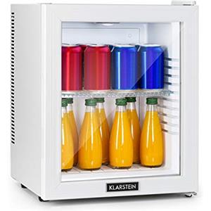 Klarstein Brooklyn Mini Frigo, Frigo Portatile da Camera, Frigorifero Piccolo Silenzioso da Ufficio, Mini Frigo Bar con Illuminazione Interna e Ripiani Rimovibili, Frigo Bar da Campeggio 12-18°C, 23L