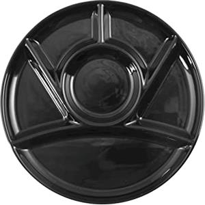 H&H 7069930 Piatto Fonduta Ceramica 6 Scomparti, Nero, 26 cm
