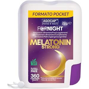 Agocap Melatonina per dormire, 360 microcompresse 12 MESI FORMATO POCKET. Melatonina forte, 1 mg. Integratori per dormire, regola il ciclo Sonno-Veglia. Melatonina Pura, riduce i sintomi del Jet Lag. Agocap