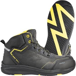 BWOLF Phoenix S3 - Scarpe antinfortunistiche da uomo S3 Nabuk impermeabili, antiscivolo 4x4 Grip Tech, suola Ergo, nero/giallo, 40 EU