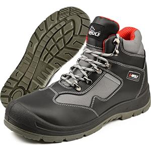 BWOLF Vortex S3 Scarpe Antinfortunistiche Uomo S3 Scarpe Antinfortunistiche Donna S3 Scarpe da Lavoro Uomo S3 Antiscivolo Tecnologia Grip 4x4, Nero, 36 EU