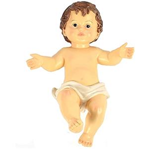 Aurora Store Statua di Gesù Bambino da 15 cm Design Tradizionale Bambinello Italiano Statuina in Ceramica per Culla Paglia presepe
