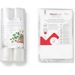 Magic Vac, 2 Rotoli Sottovuoto per Alimenti 30x600 cm e 100 Sacchetti Sottovuoto 20x30cm, Resistenti, Privi di BPA, Brevettati, Made in Italy