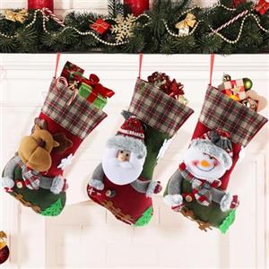 XIMEY Calza di Natale, 3 Pezzi Calza di Natale da Appendere, Calze Befana Vuote, Calza Natalizia, Calze Befana Vuote Piccole/Grandi, Natale Decorazioni per Caminetti, Scale, Alberi di Natale (MA)