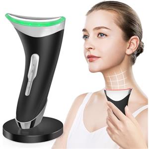HNCY Massaggiatore Viso Antirughe Lifting Elettrico, Dispositivo di Bellezza con 3 Modi LED, Face Massager a 45°C con EMS Microcorrente per Rughe Gua Sha Massaggiatore Facciale del Collo Rassodante - nero