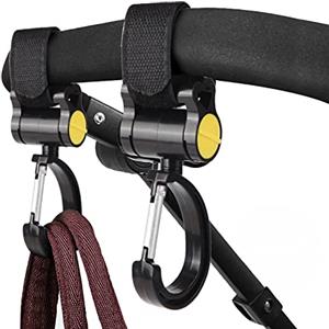 SHULLIN Confezione da 2 ganci per passeggino, ganci per carrozzina, ganci per passeggino e carrozzina, per agganciare borse della spesa, borsa o borsa fasciatoio (nero)