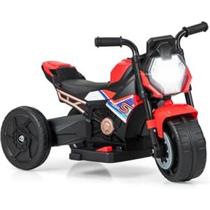 RELAX4LIFE 2 in 1 Moto Elettrica per Bambini, Moto a Batteria con 3 Ruote/2 Ruote, 6V Ricaricabile, Faro LED, Musica e Clacson, per 18-36 Mesi, 38x74x48 cm (ROSSO)