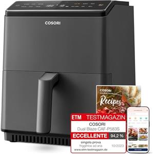 COSORI Friggitrice ad Aria, Air Fryer 6,4L (1,8Kg), Forno Elettrico, Doppia Resistenza, Connessione Wifi, 12 Funzioni Preimpostate, Libro&APP Ricette, 1700W, P583S ‎Grigio Scuro