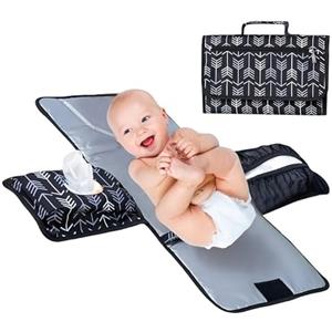 WANDGU Fasciatoio Portatile: Pieghevole Impermeabile Fasciatoio con Cuscino Poggiatesta Tasche, Fasciatoio Portatile Pieghevole da Viaggio, Fasciatoio Neonato con 3 Tasche per Esterno, Casa, Viaggio