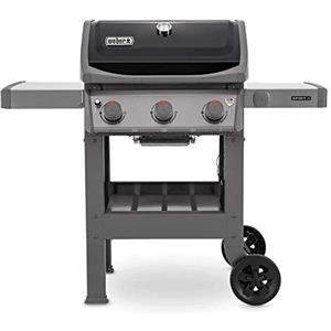 Weber Spirit II E-310 GBS Barbecue a Gas, 3 Bruciatori, Griglia di Cottura 60 x 46 cm, Termometro sul Coperchio, Ripiano Laterale Sinistro Ripiegabile, 4 Ruote, Nero/Grigio