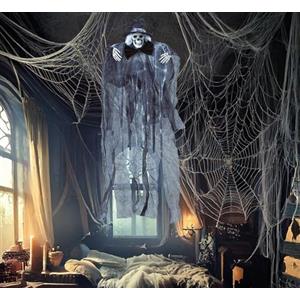 FIESTAS GUIRCA | Ciondolo Scheletro con Catene e Luce (90 cm) - Decorazione di Halloween per Feste e Celebrazioni - Ideale per Ambienti Terrificanti e Scenari di Paura - Nero