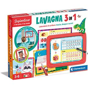 Clementoni Sapientino Lavagna 3 in 1 - Gioco Educativo per Bambini di 3 Anni con Piano Trasparente e Laboratorio di Scrittura