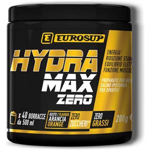 Eurosup Hydra Max Zero - Integratore di Sali Minerali e Vitamine, Zero Zuccheri e Grassi, 200 g Arancia