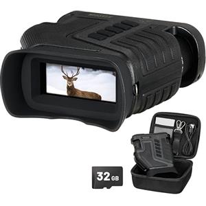 Nightfox Whisker Binocolo Visione Notturna, Zoom Ottico Regolabile da 1 a 10x, Portata 270 Metri, Registrazione Video, Ricaricabile USB, Memoria 32GB, Visore Notturno con Fotocamera