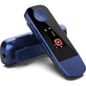 AGPTEK Lettore MP3 Portatile USB da 64 GB con Bluetooth, Lettore Musicale di Tipo C con Clip, chiavetta USB con Radio FM, Registrazione, Supporta Il Collegamento del Cellulare, Blu