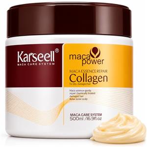 Karseell MACA CARE SYSTEM Maschera Capelli Professionale Collagene Olio Argan Cocco Avocado Cheratina Karité Ristrutturante Nutriente Idratante Anticrespo Capelli Secchi Danneggiati Rovinati 500ml