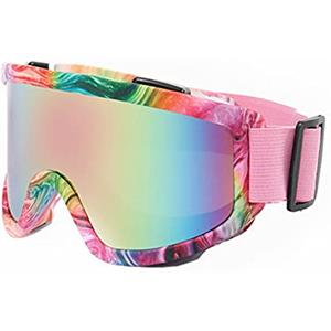 ENEN Occhiali da Sci per Uomo Donna, 100% Anti-UV OTG Maschera da Sci Anti Nebbia Occhiali da Snowboard per Sport Invernali Ciclismo Arrampicata (C)