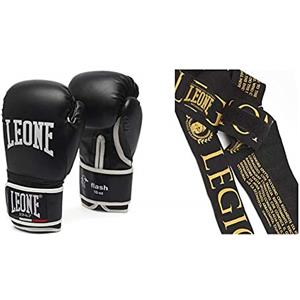 LEONE 1947 Flash Guantoni, Nero, 10 Oz & 1947 AB705, Bendaggi Legionarivs Unisex - Adulto, Nero/Oro, 3.5