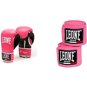 LEONE 1947 Flash, Guantoni da Boxe Donna, Fuxia, M & AB705 Bendaggi, Rosa, 3,5 m