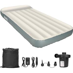 Bestrip Materasso Gonfiabile,Letto Gonfiabile Matrimoniale con Pompa Elettrica Incorporata,campeggio Airbed,per Interni,Attività all'Aperto,Feste di Natale (grigio)