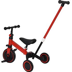 Drumm 3 in 1 triciclo bicicletta per bambini,Draisienne Bicicletta da equitazione Triciclo bambino evolutivo 1-4 anni,Manubrio regolabile,Sella regolabile,Girello,Regalo (Rosso(4 en 1）)