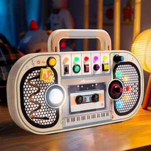 BASAMOU Busy Board Montessori 1 Anno Bambini Giocattolo Montessori in Legno con 10 interruttori/11 Luci a LED/5 Musiche, Pannello Sensoriale Bambini Montessori Giochi Educativi Regalo Bimbo 2 3 4 Anni