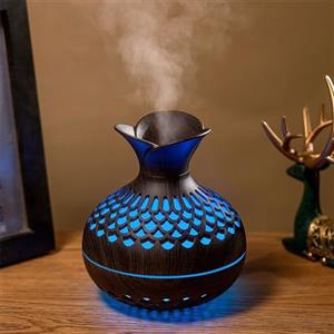 DAZZLEEX Diffusore di oli essenziali, USB, da scrivania, per aromaterapia, diffusore di aromi con venature del legno, umidificatore per casa e ufficio, decorazione (scuro)