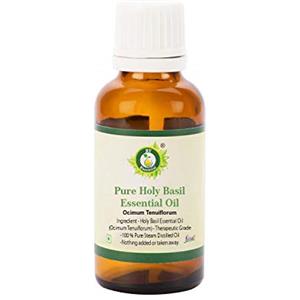 R V Essential Olio essenziale basilico santo | Ocimum Tenuiflorum | Olio basilico santo Tulsi | 100% puro | Distillato a vapore | Grade terapeutico | Holy Basil Essential Oil | 15ml | 0.507oz By R V Essential