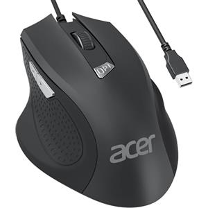 Acer Mouse USB Cablato, 3200 DPI, Mouse con Filo Computer Cavo USB 1,5M, Mouse Ergonomico Con 6 Pulsanti, Mouse Ottico Ufficio Compatibile con Laptop, PC, Mac, Chromebook