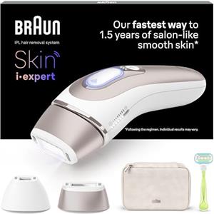 Braun Skin I·Expert Epilatore LUCE PULSATA Smart, Epilazione A Casa Tua, Alternativa Al laser, Con App Gratuita, Include Custodia, Rasoio Venus, 2 Testine Per Viso E Corpo PL7147