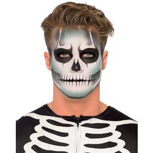 SMIFFYS Kit scheletro fosforescente, sacchetto crema nera fosforescente, matita nera, trucco per il viso verde, bianco e nero con spugna e pennello applicatore Halloween