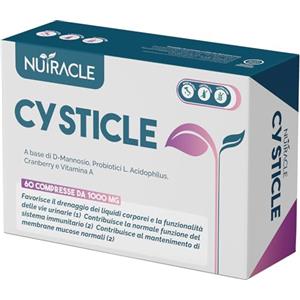 Nutracle CYSTICLE - 60 Compresse | D-Mannosio Puro 1200mg | Integratore Cistite, con Mirtillo Rosso, Probiotici e Vitamina A | Per Candida e Infezioni Vie Urinarie | Vegan, Senza Glutine e Lattosio | Made in I