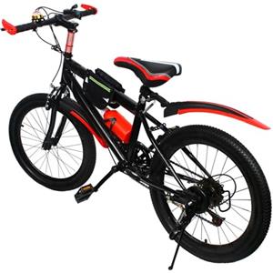 chennnls Mountain bike da 20 pollici, freno a disco, cambio a 7 marce, sospensione completa, Fully MTB per ragazzi, ragazze, uomini e donne (rosso)