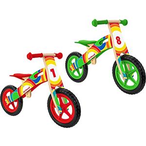 Globo Giocattoli - Bicicletta in Legno, Senza Pedali, con Ruote in Gomma e sellino Regolabile, 2 Colori Assortiti - Sirwood 39982