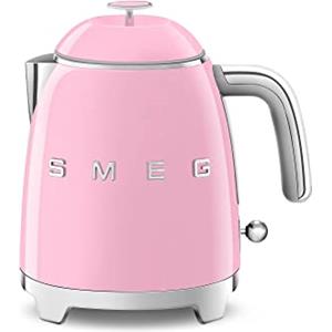 Smeg, Bollitore Elettrico Piccolo KLF05PKEU 0,8 L, Filtro Acciaio Inox, Autospegnimento di Sicurezza, Indicatore Livello Acqua, Base Antiscivolo e Avvolgicavo Integrato, Potenza 1400W, Rosa