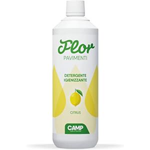 CAMP Flor Citrus - Detersivo Pavimenti Profumato Igienizzante, Detergente Pavimenti Delicato Per Tutte le Superfici - Adatto Anche a Robot Lavapavimenti, Profumo Agrumato, Prodotti Pulizia Casa, 1l