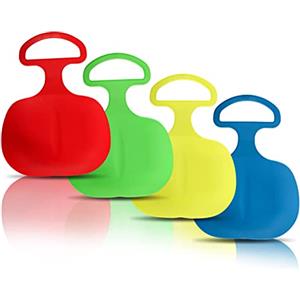 Yi'antai 4 Pezzi Slitta da Neve, Slitta da Bob Invernale all'aperto, inverno Slittini con Manico in plastica per Neve, Erba e Sabbia 4 Colori Snow Sled in Disc (J)